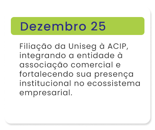 Dezembro 25: Filiação da Uniseg à ACIP.